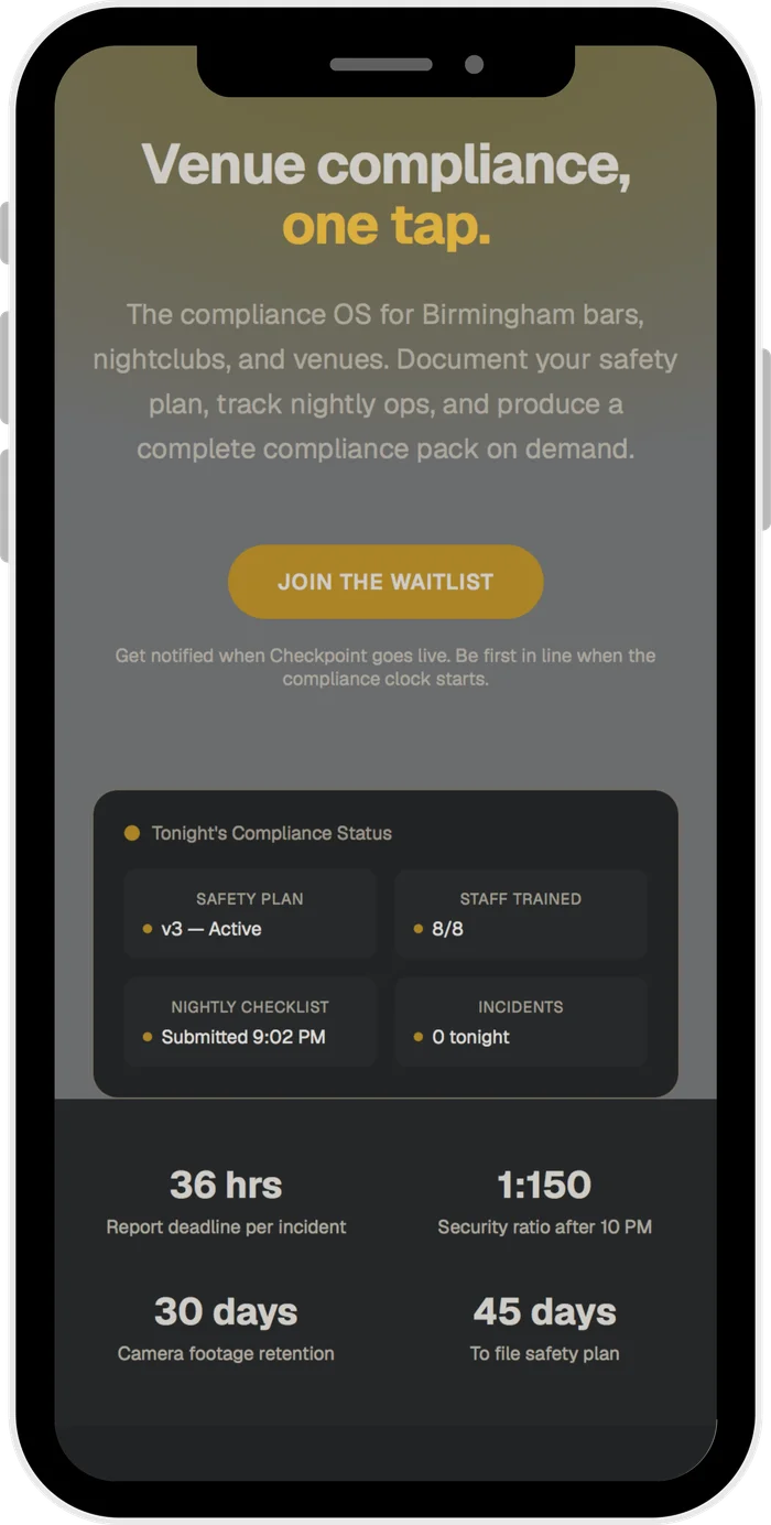 Checkpoint app screen