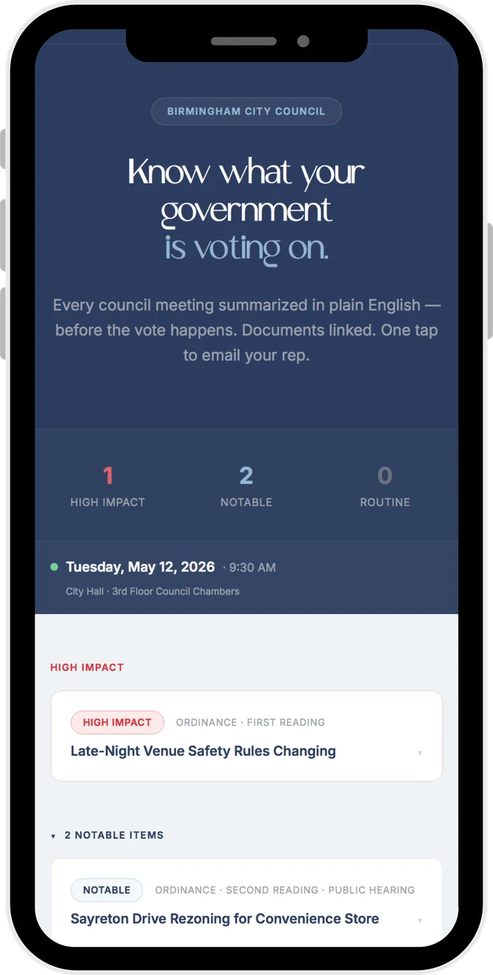 Clarion app screen