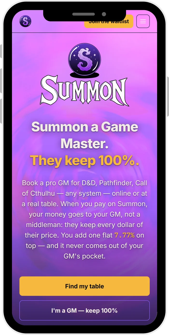 Summon app screen